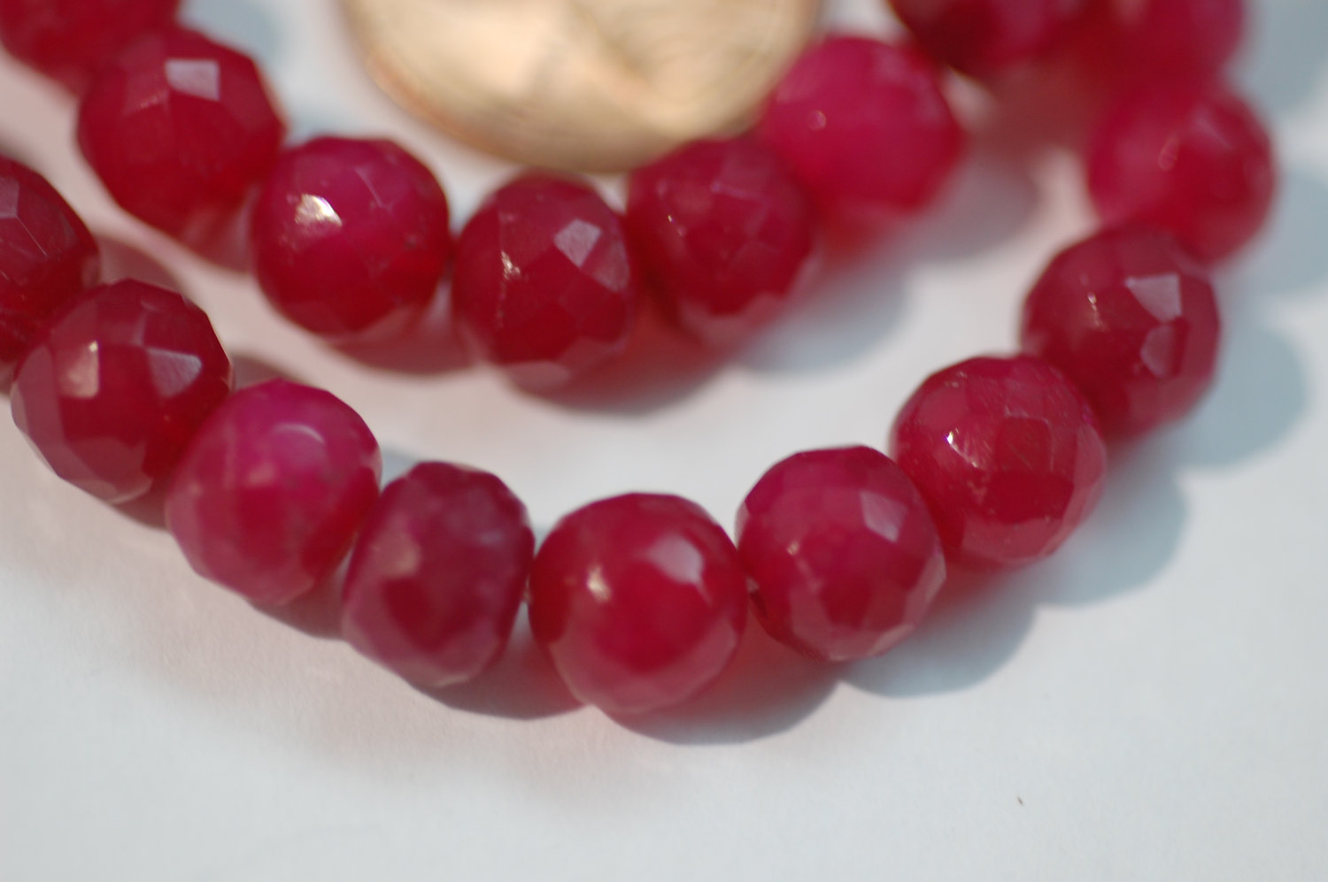 Hot Pink Chalcedony Rounds Beads Faceted