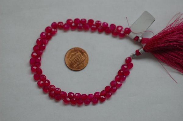 Hot Pink Chalcedony Tiny Hearts Faceted