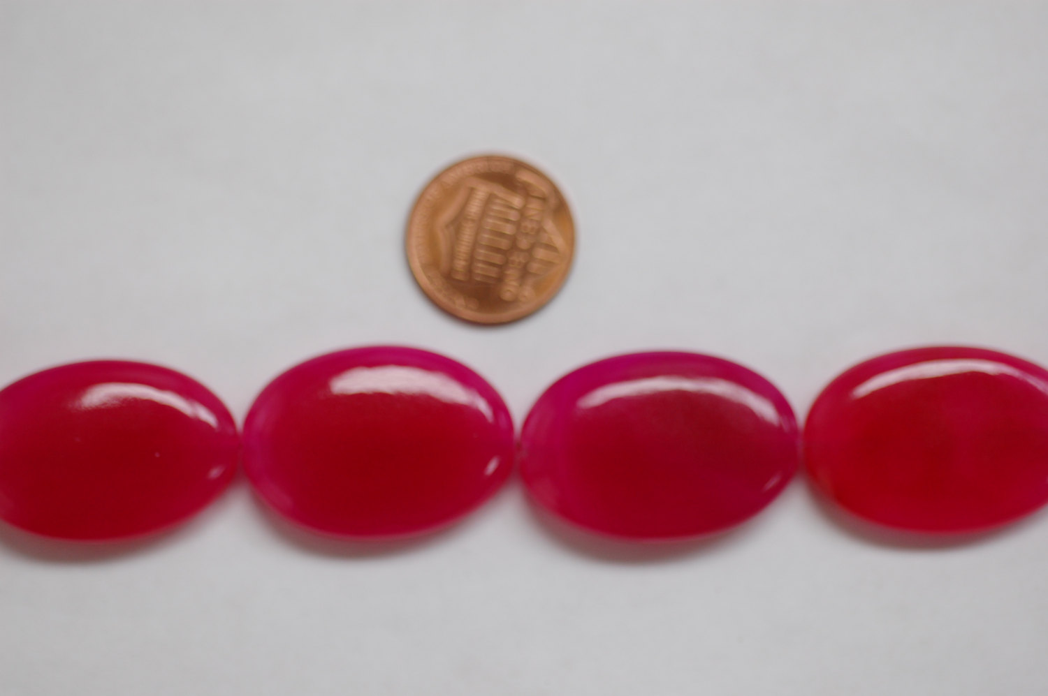 Hot Pink Oval Chalcedony One side Faceted/One side Smooth