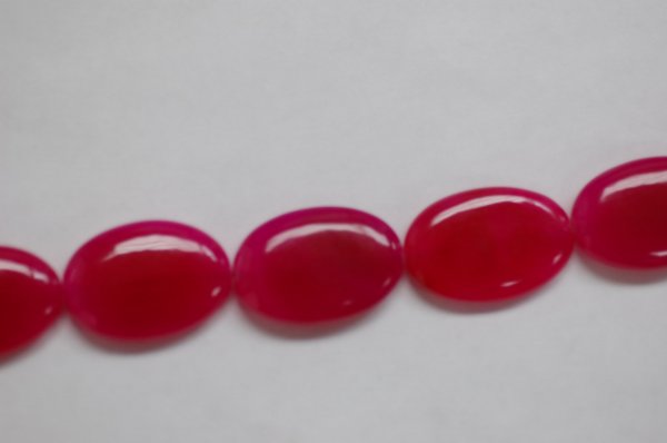 Hot Pink Oval Chalcedony One side Faceted/One side Smooth