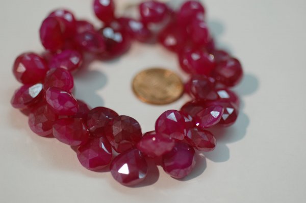 Hot Pink Pearl Chalcedony Heart Faceted
