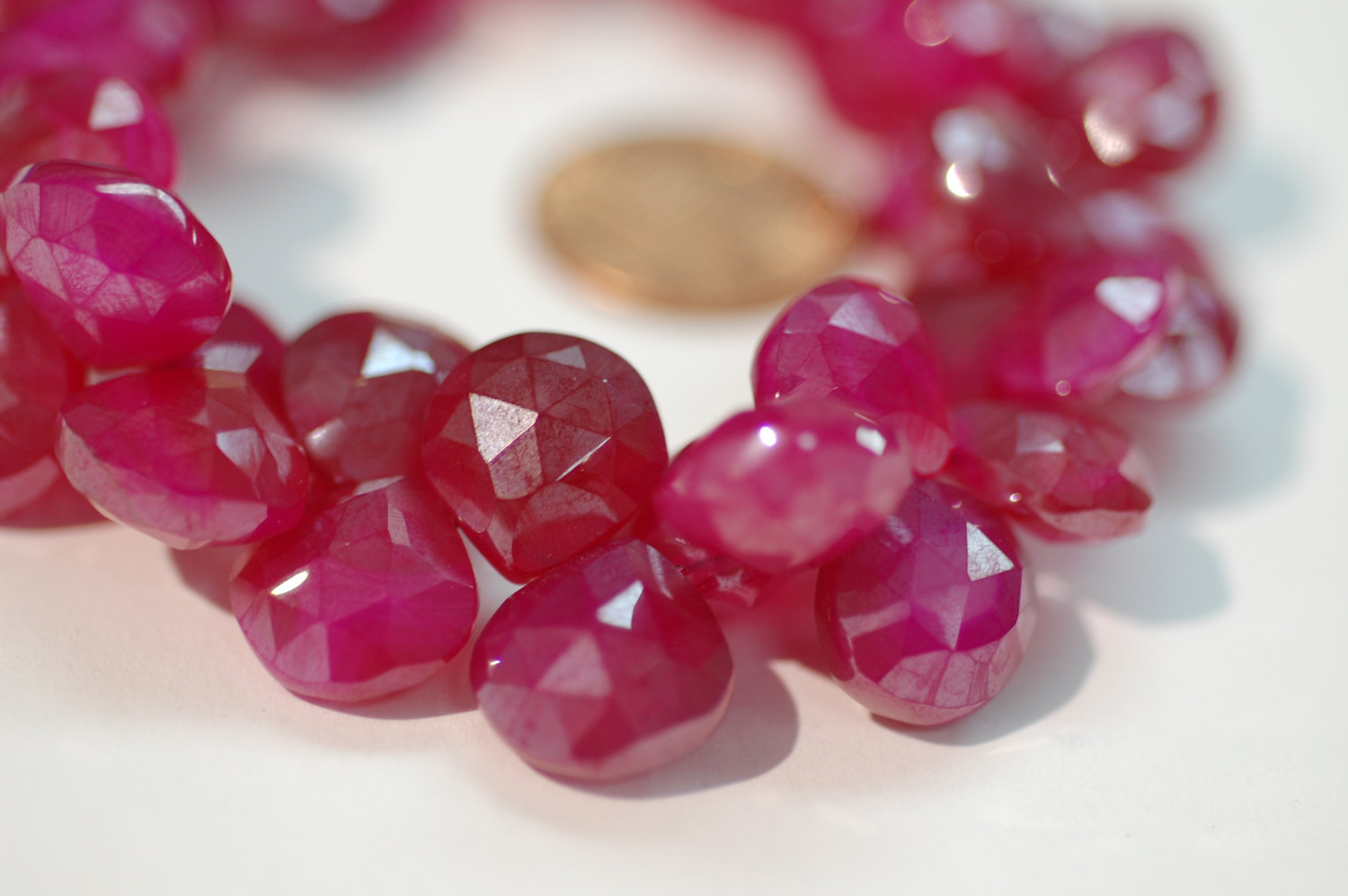 Hot Pink Pearl Chalcedony Heart Faceted