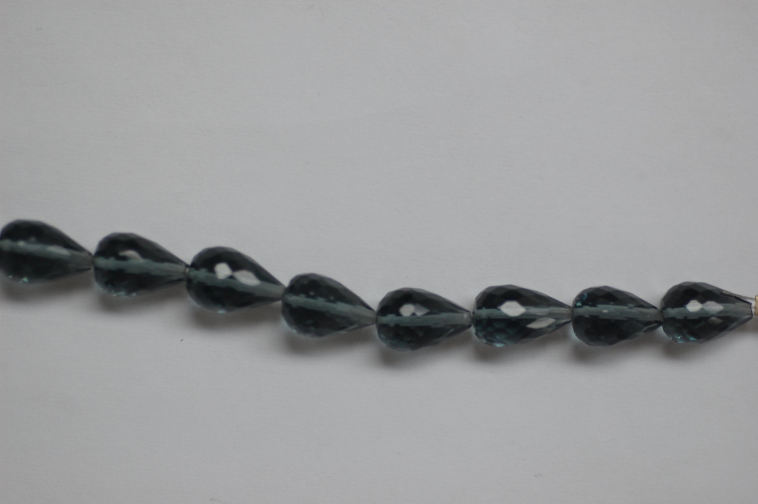 Hydro Gray Quartz Straight Drill drops Faceted
