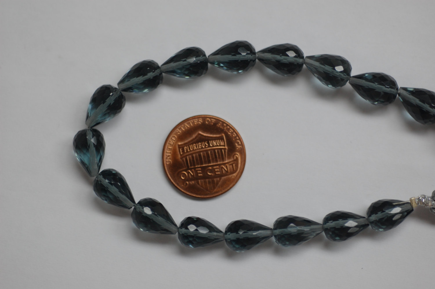 Hydro Gray Quartz Straight Drill drops Faceted