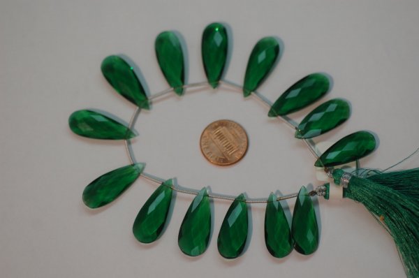Hydro Green  Quartz Long Pear Faceted