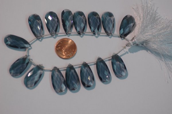 Hydro Grey Quartz Long Pear Faceted
