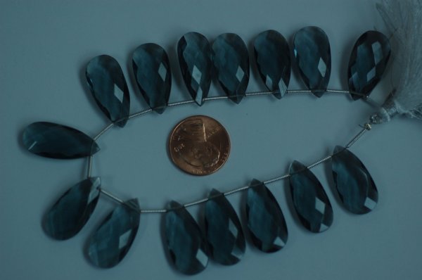 Hydro Grey Quartz Long Pear Faceted