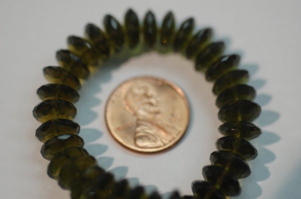 Hydro Olive Green Quartz Disk Faceted