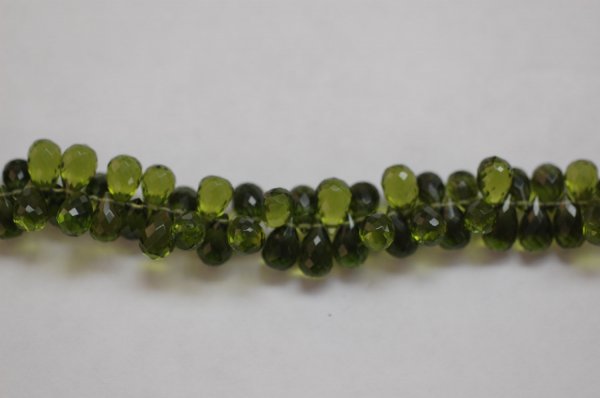 Hydro Olive Quartz Drops Faceted