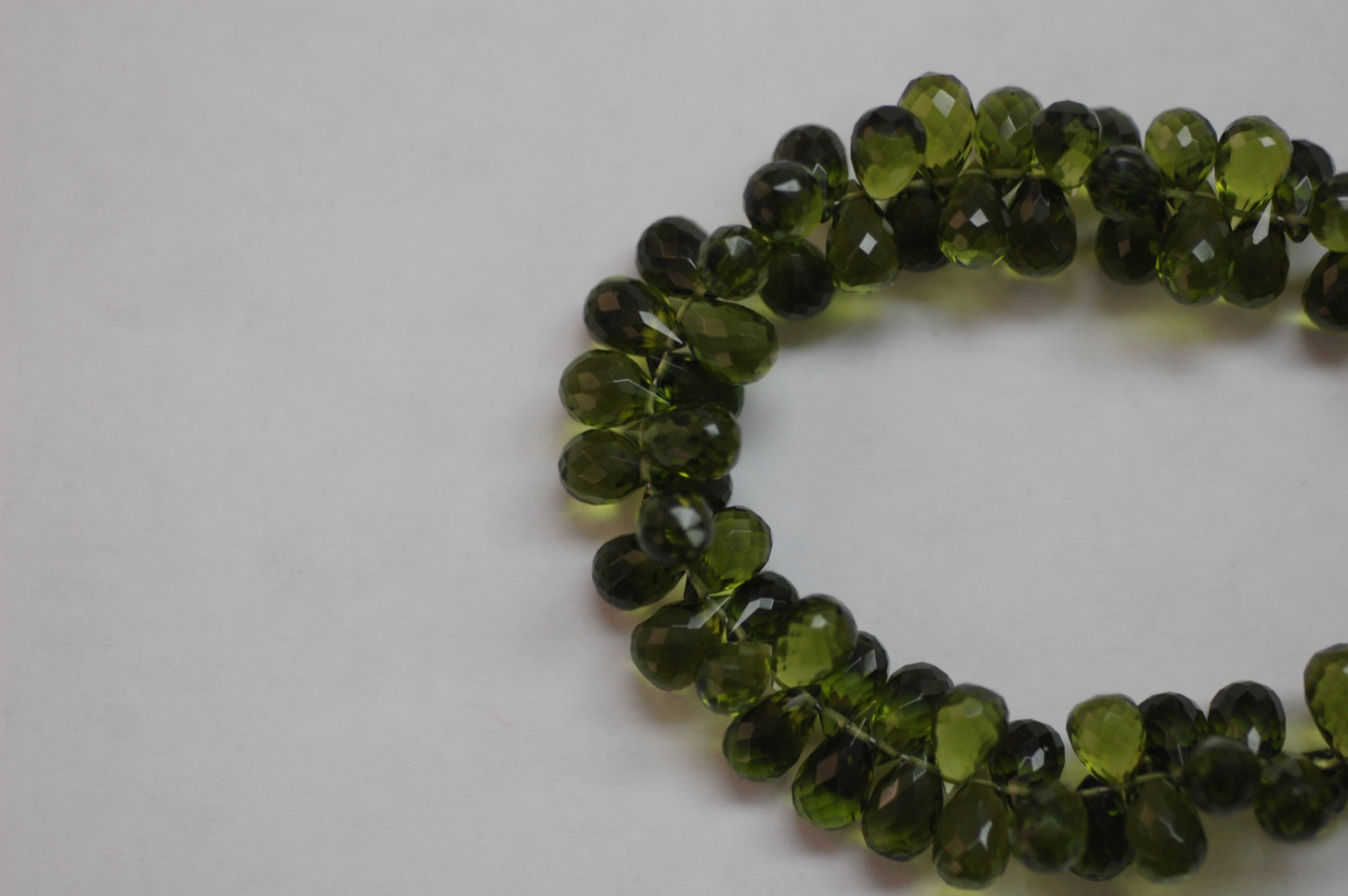 Hydro Olive Quartz Drops Faceted