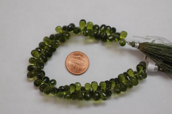 Hydro Olive Quartz Drops Faceted