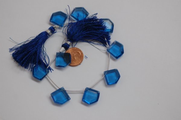 Hydro Quartz Dark Blue Hexagon Shape Faceted
