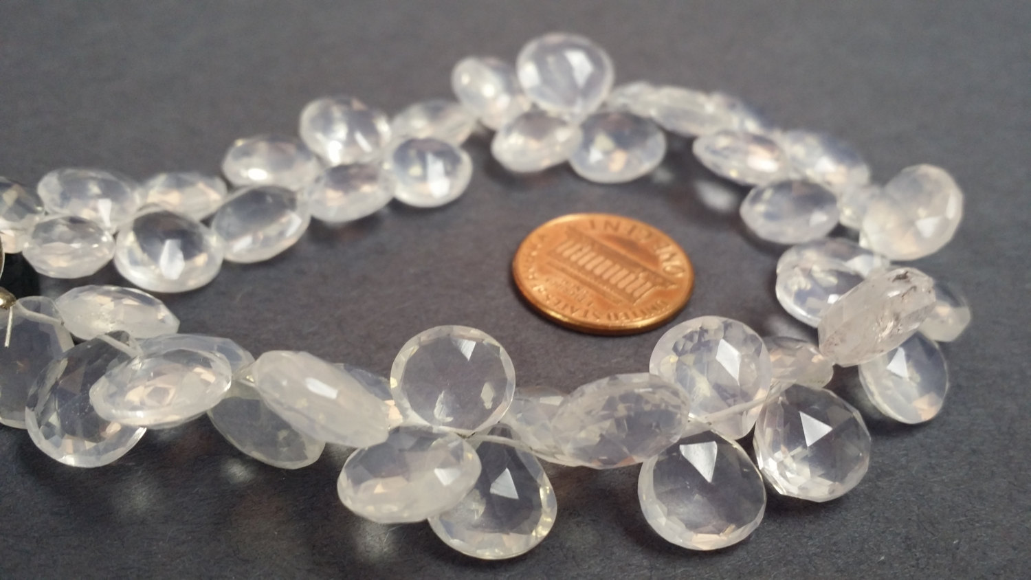 Ice Quartz Hearts Faceted