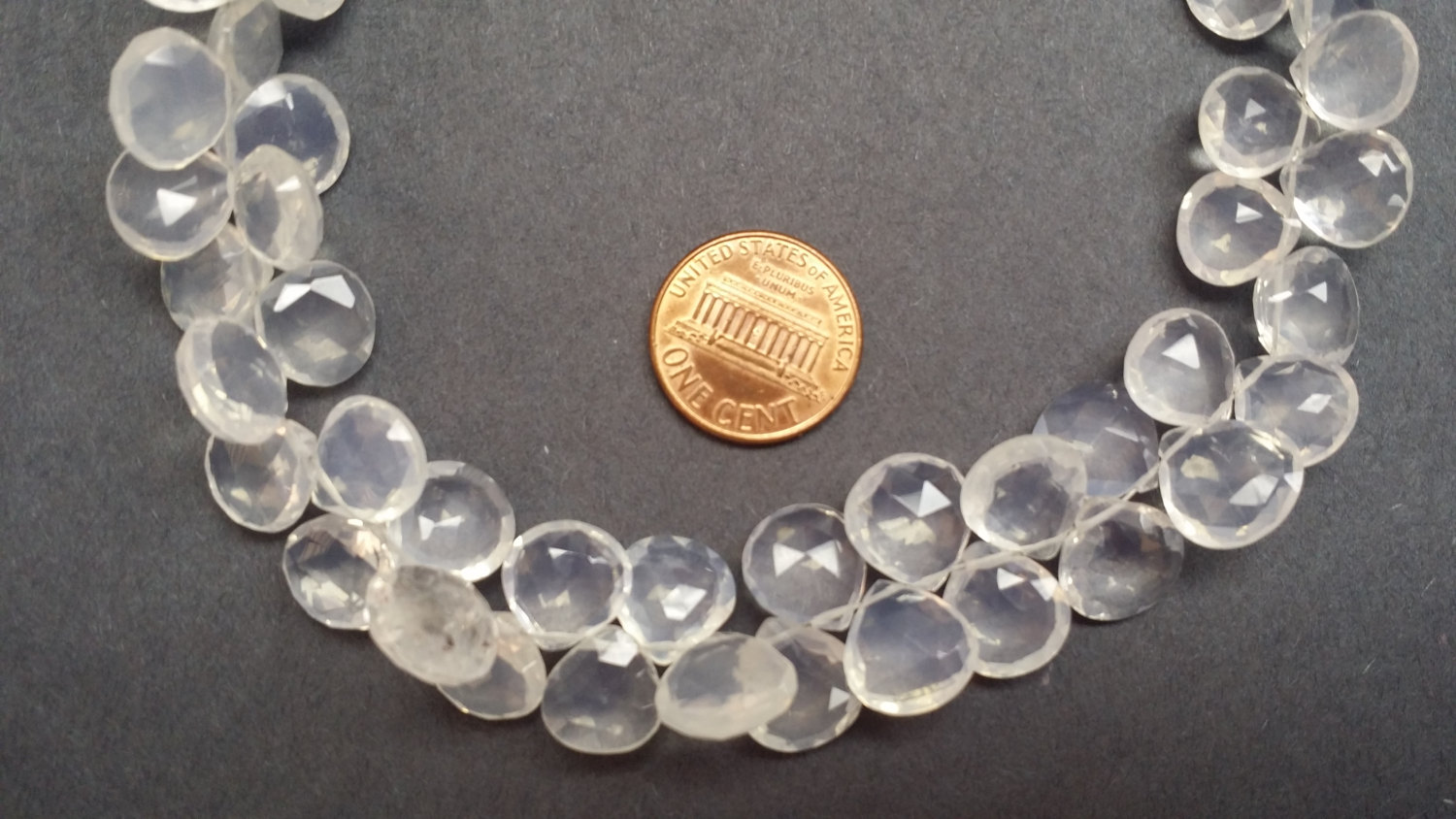 Ice Quartz Hearts Faceted