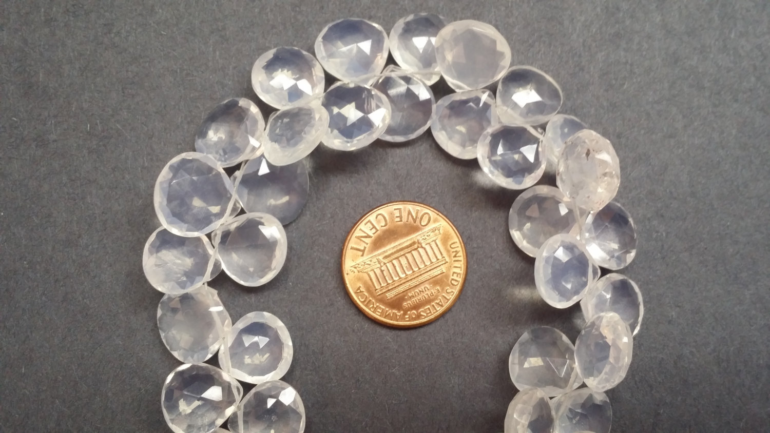 Ice Quartz Hearts Faceted