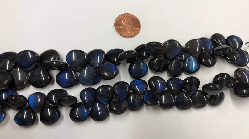 Black Labradorite Hearts Smooth