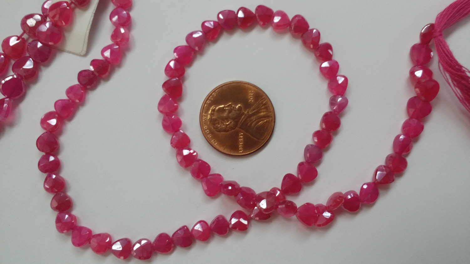 Dark Pink Chalcedony Hearts Faceted