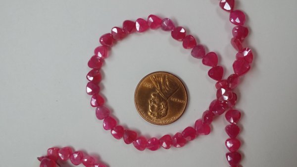 Dark Pink Chalcedony Hearts Faceted