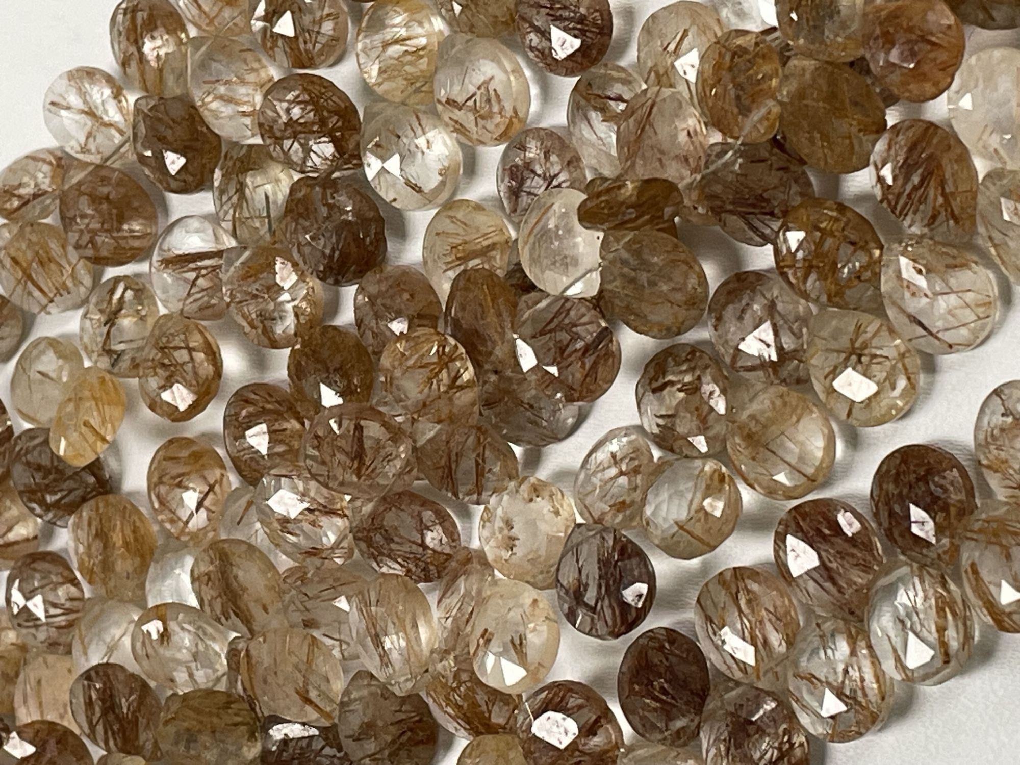 Copper Rutilated Quartz Pear Faceted