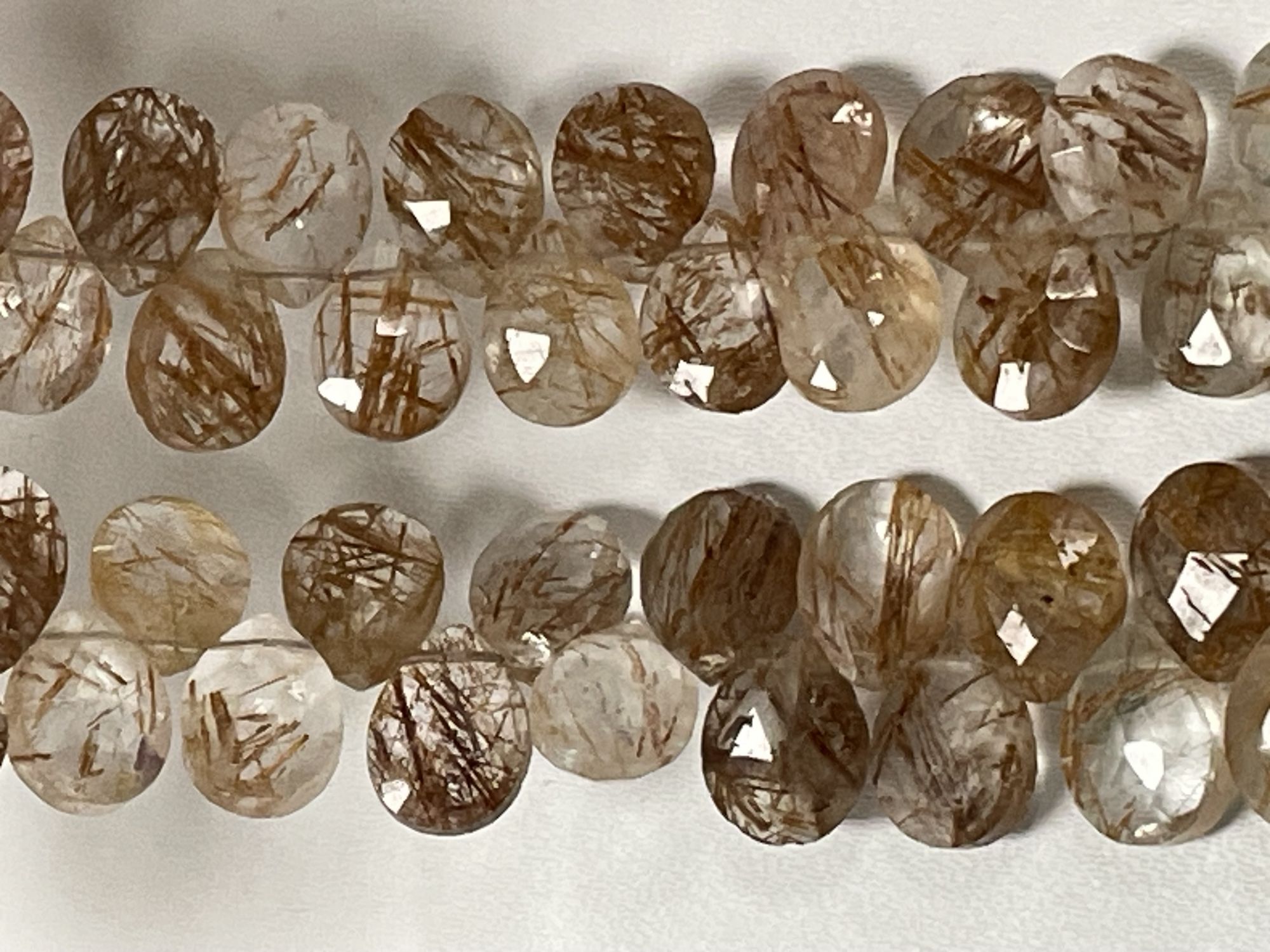 Copper Rutilated Quartz Pear Faceted