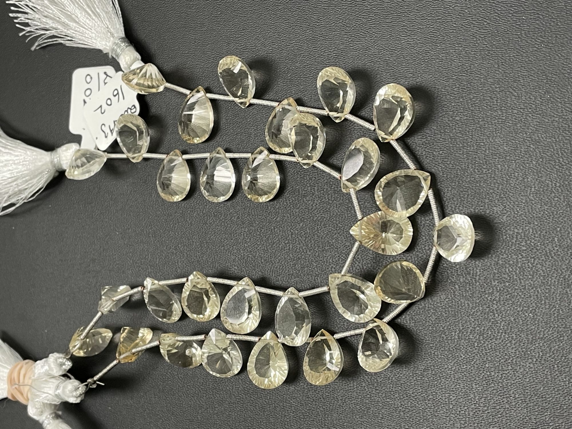 Hydro Quartz Concave Cut Pear Checker Board Cut Faceted