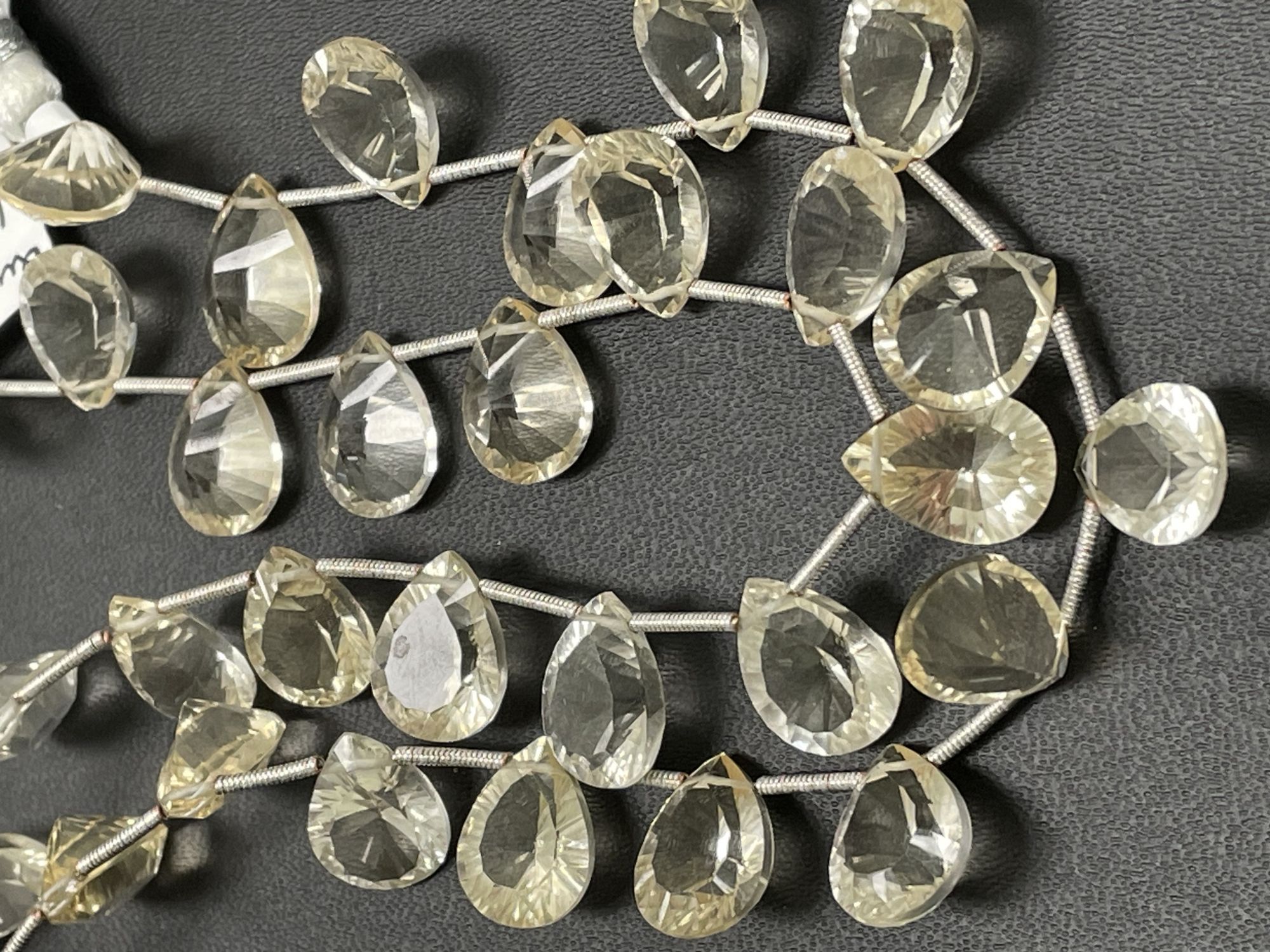 Hydro Quartz Concave Cut Pear Checker Board Cut Faceted