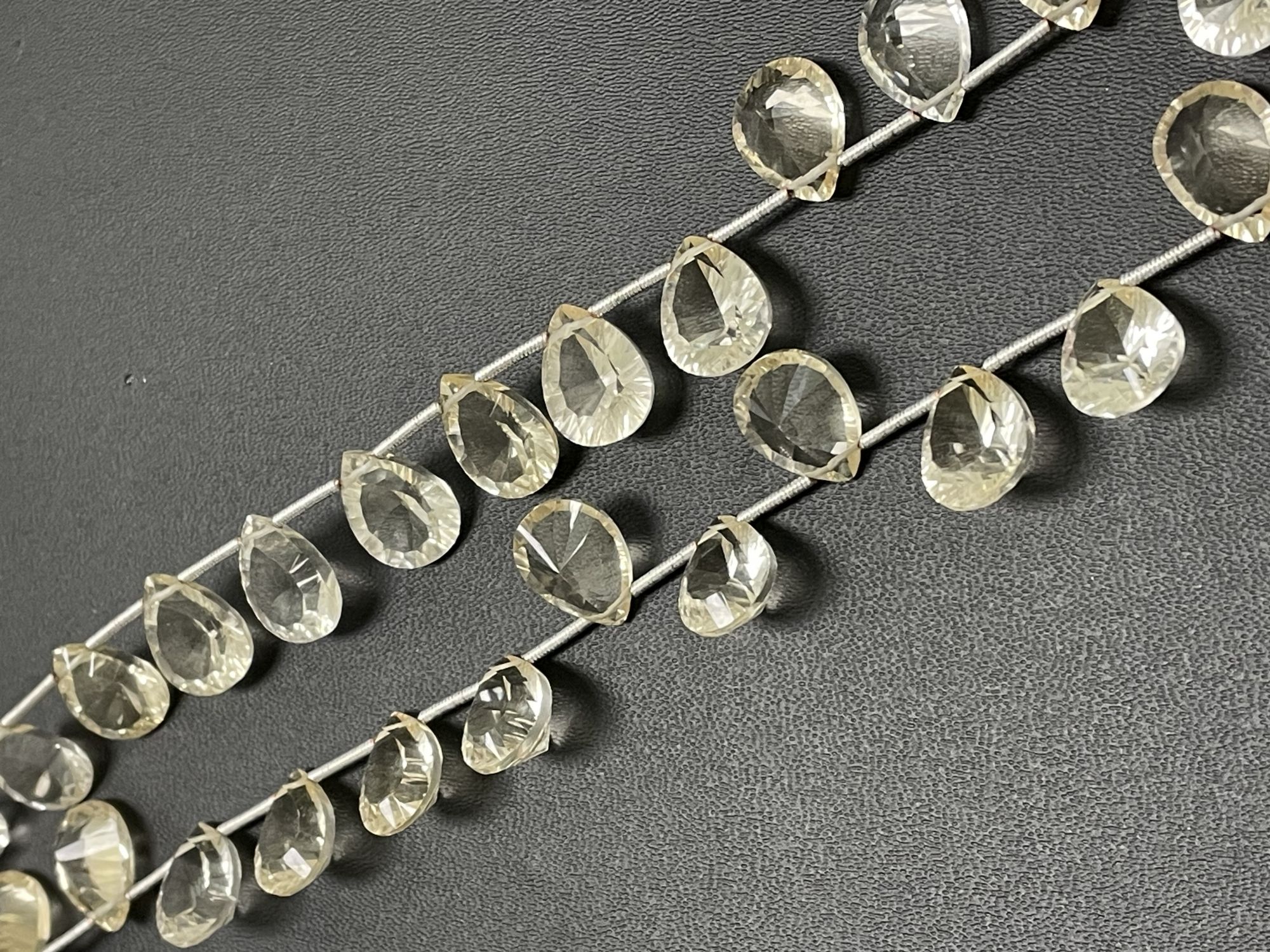 Hydro Quartz Concave Cut Pear Checker Board Cut Faceted