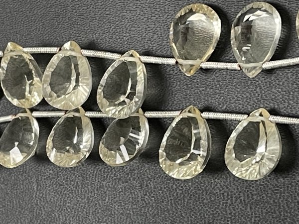 Hydro Quartz Concave Cut Pear Checker Board Cut Faceted