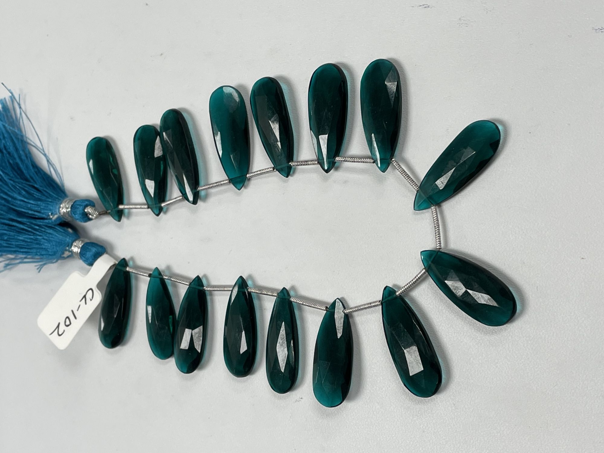 Teal Hydro Quartz Long Pear Faceted