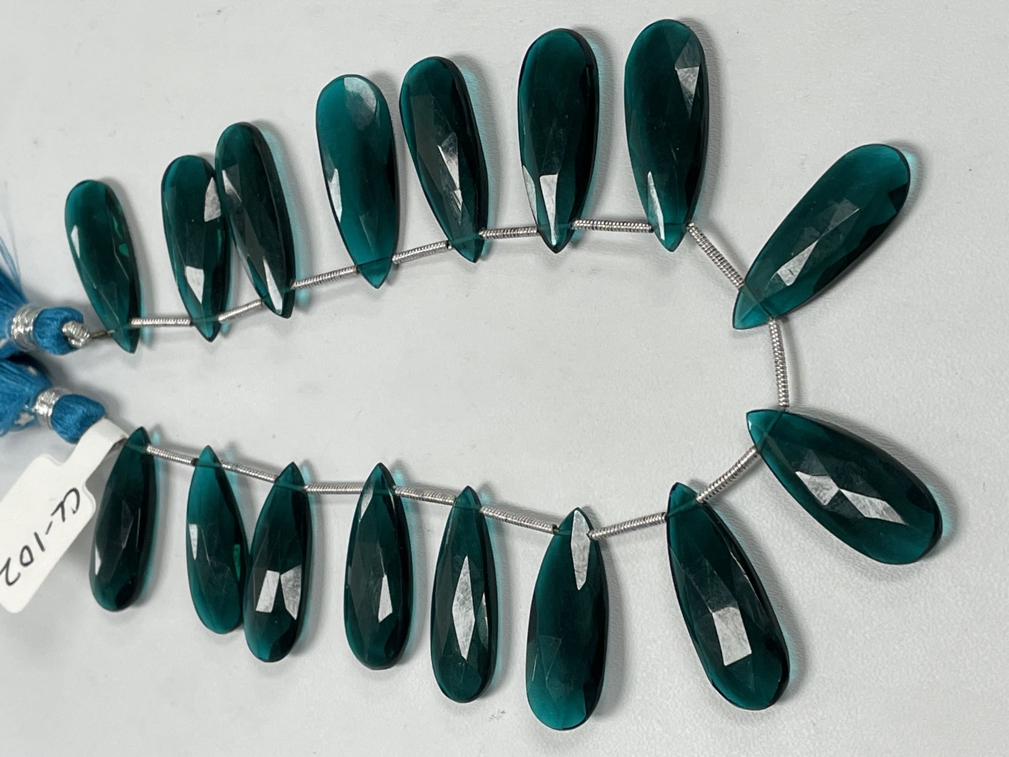 Teal Hydro Quartz Long Pear Faceted