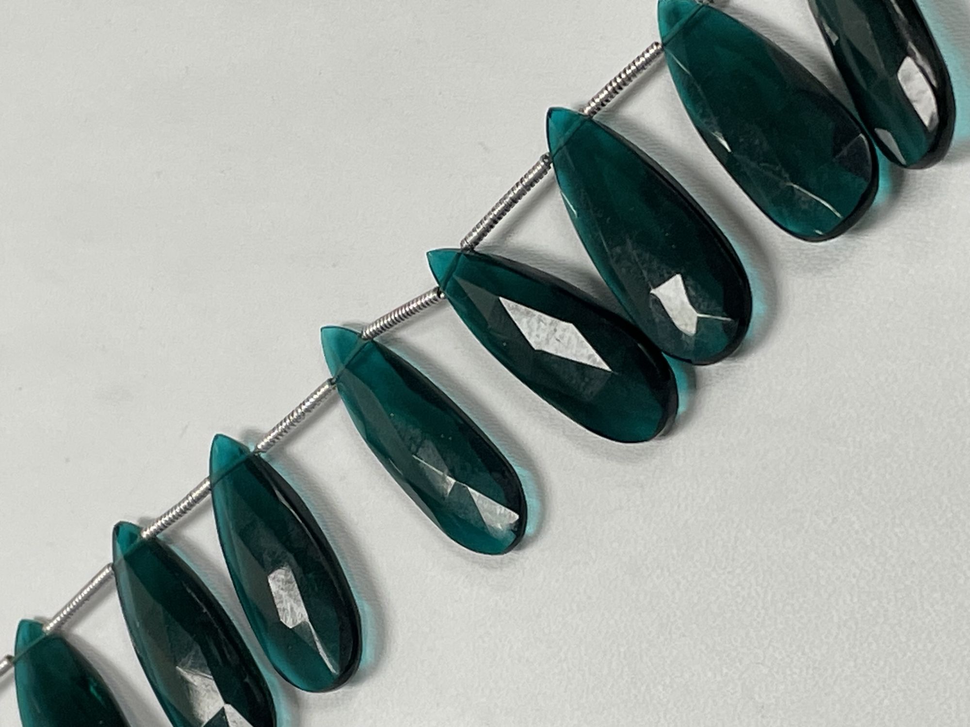 Teal Hydro Quartz Long Pear Faceted