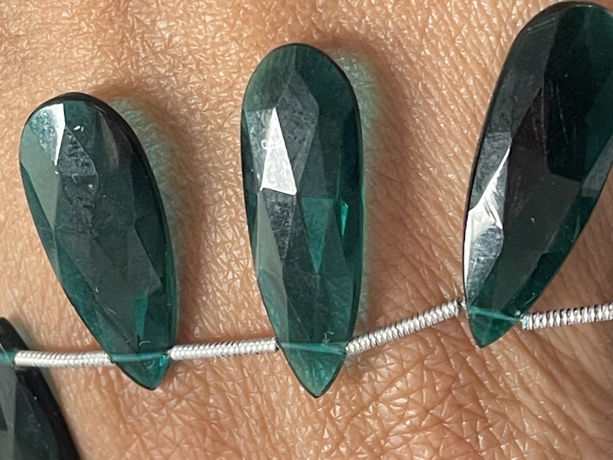 Teal Hydro Quartz Long Pear Faceted