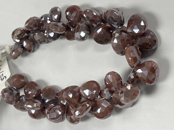 Brown Coated Moonstone Heart Faceted
