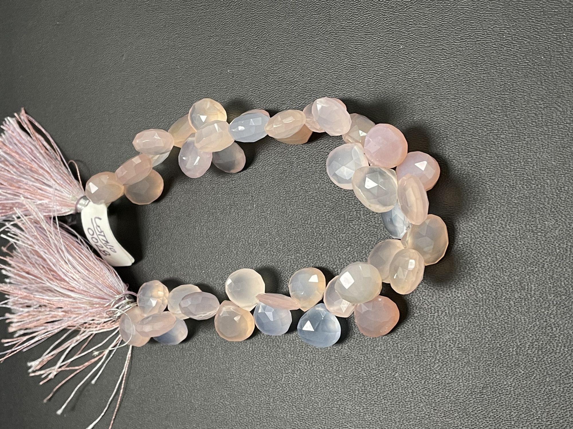 Pink Blue Chalcedony Heart Faceted