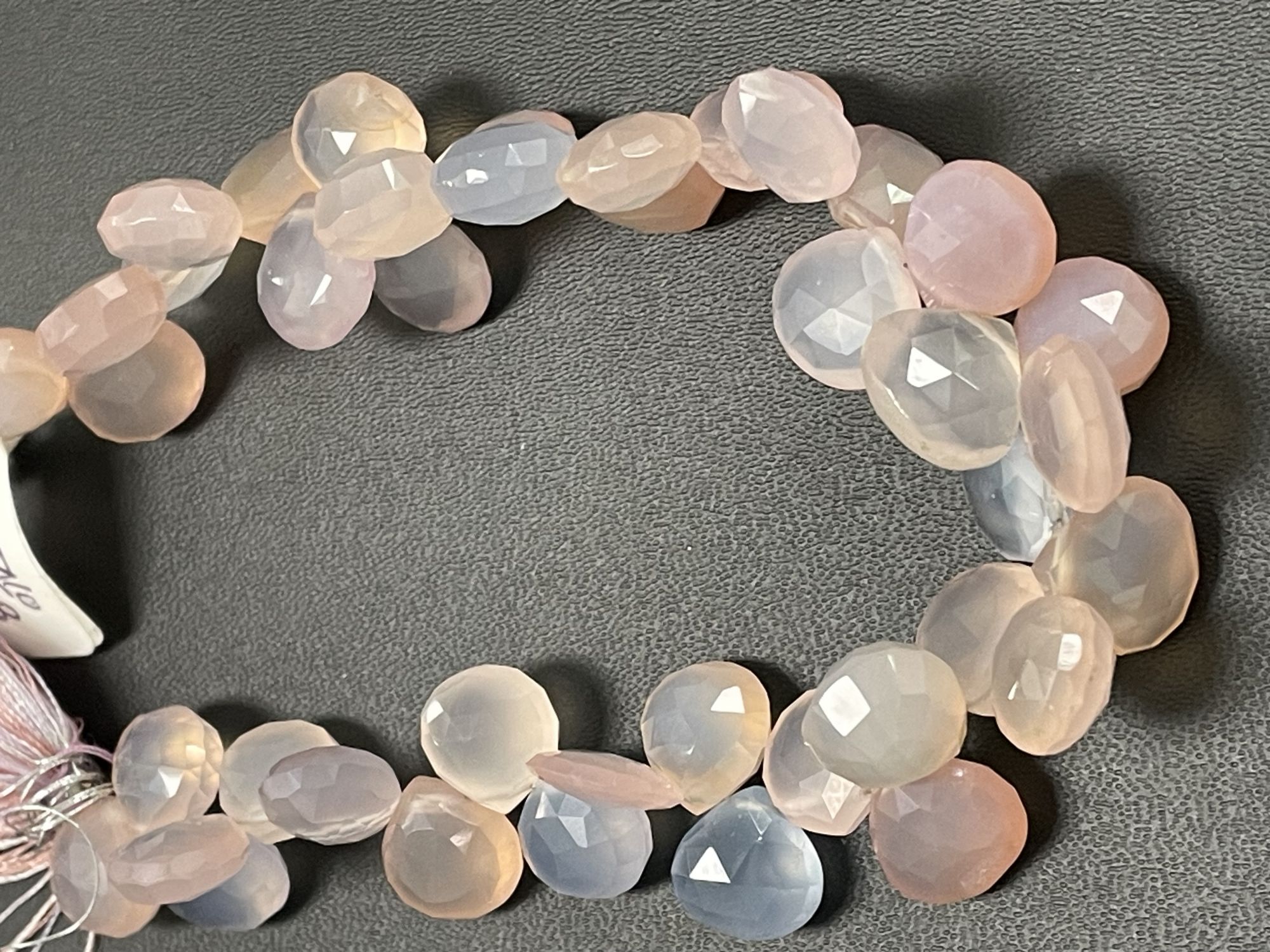 Pink Blue Chalcedony Heart Faceted