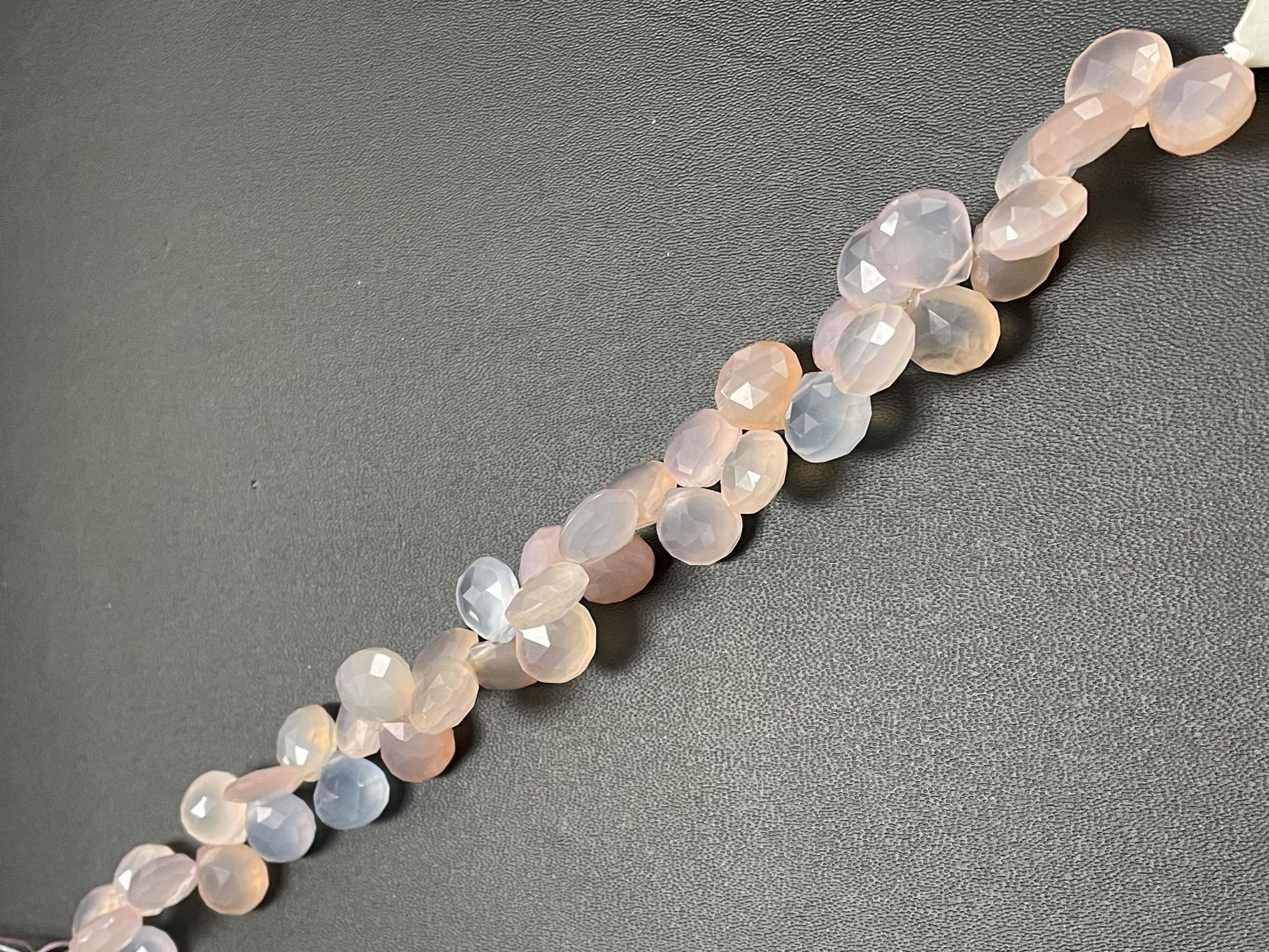 Pink Blue Chalcedony Heart Faceted