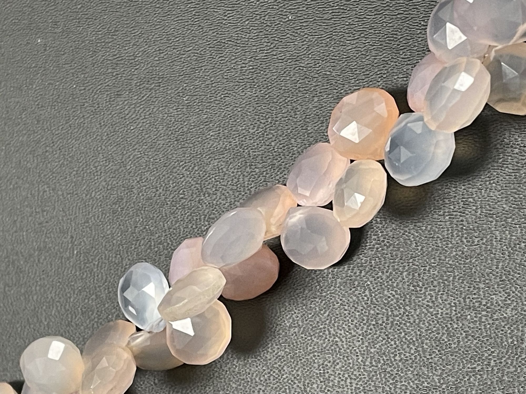 Pink Blue Chalcedony Heart Faceted