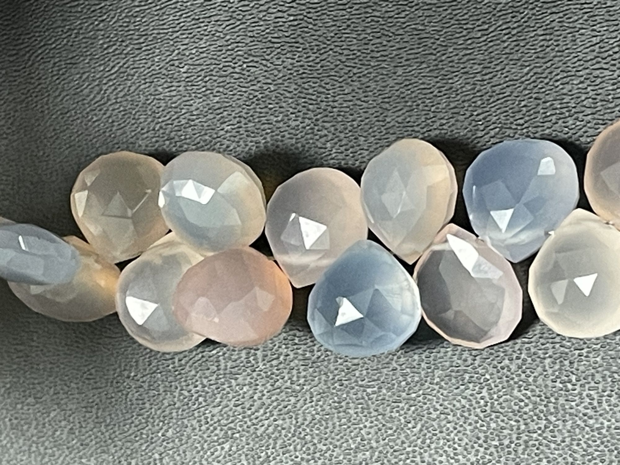 Pink Blue Chalcedony Heart Faceted