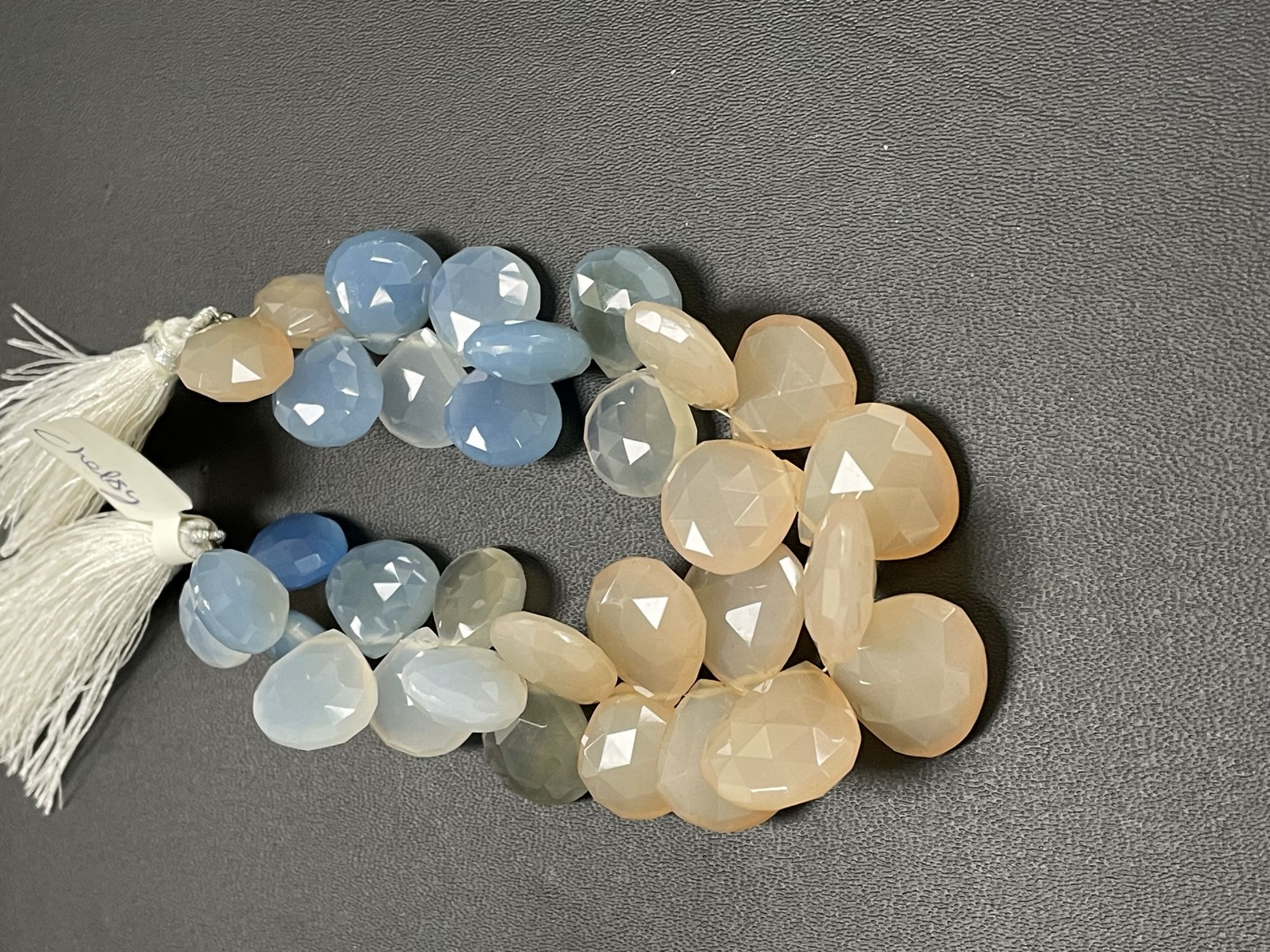 Pink Blue Chlcedony Heart Faceted