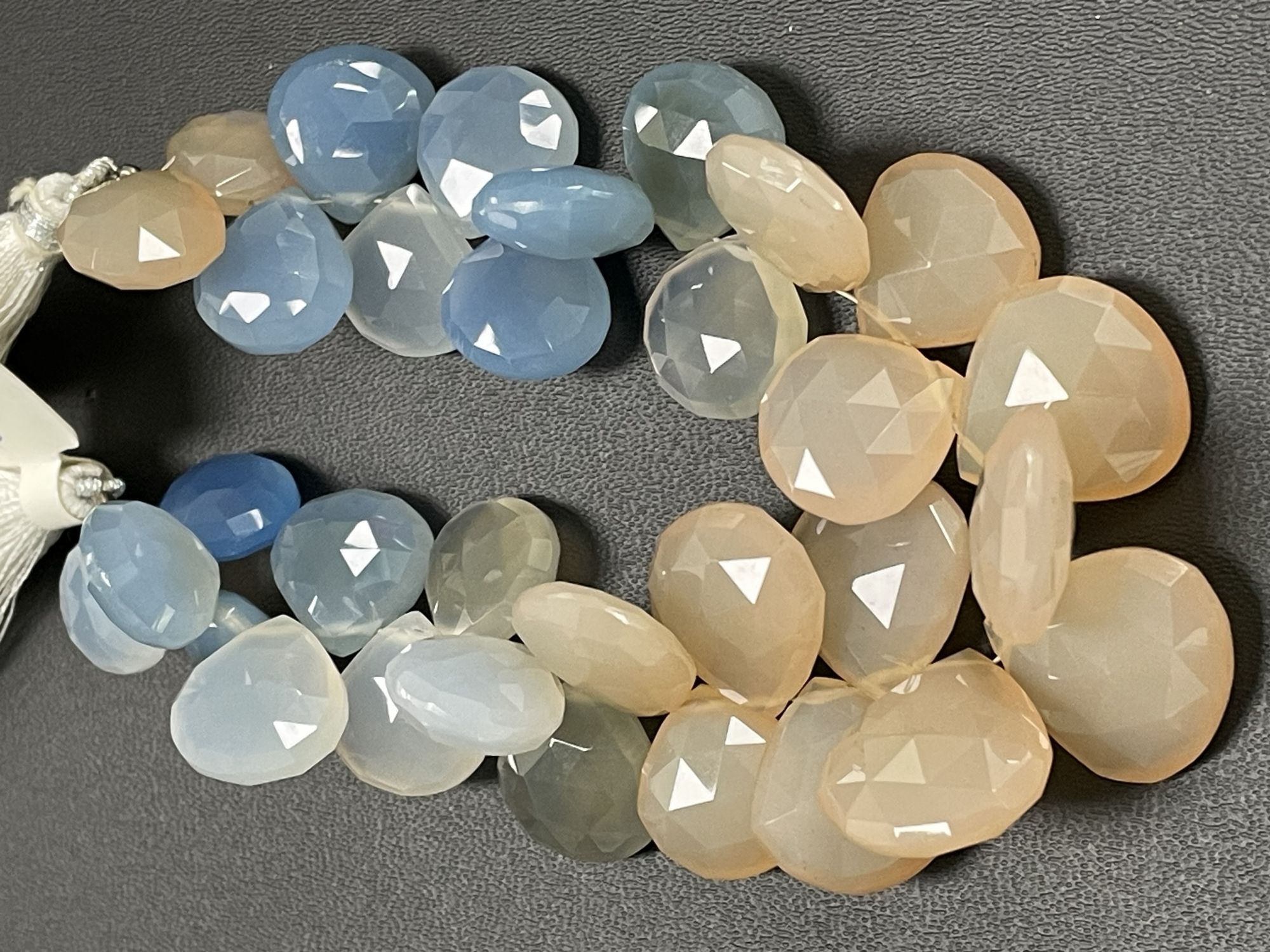 Pink Blue Chlcedony Heart Faceted