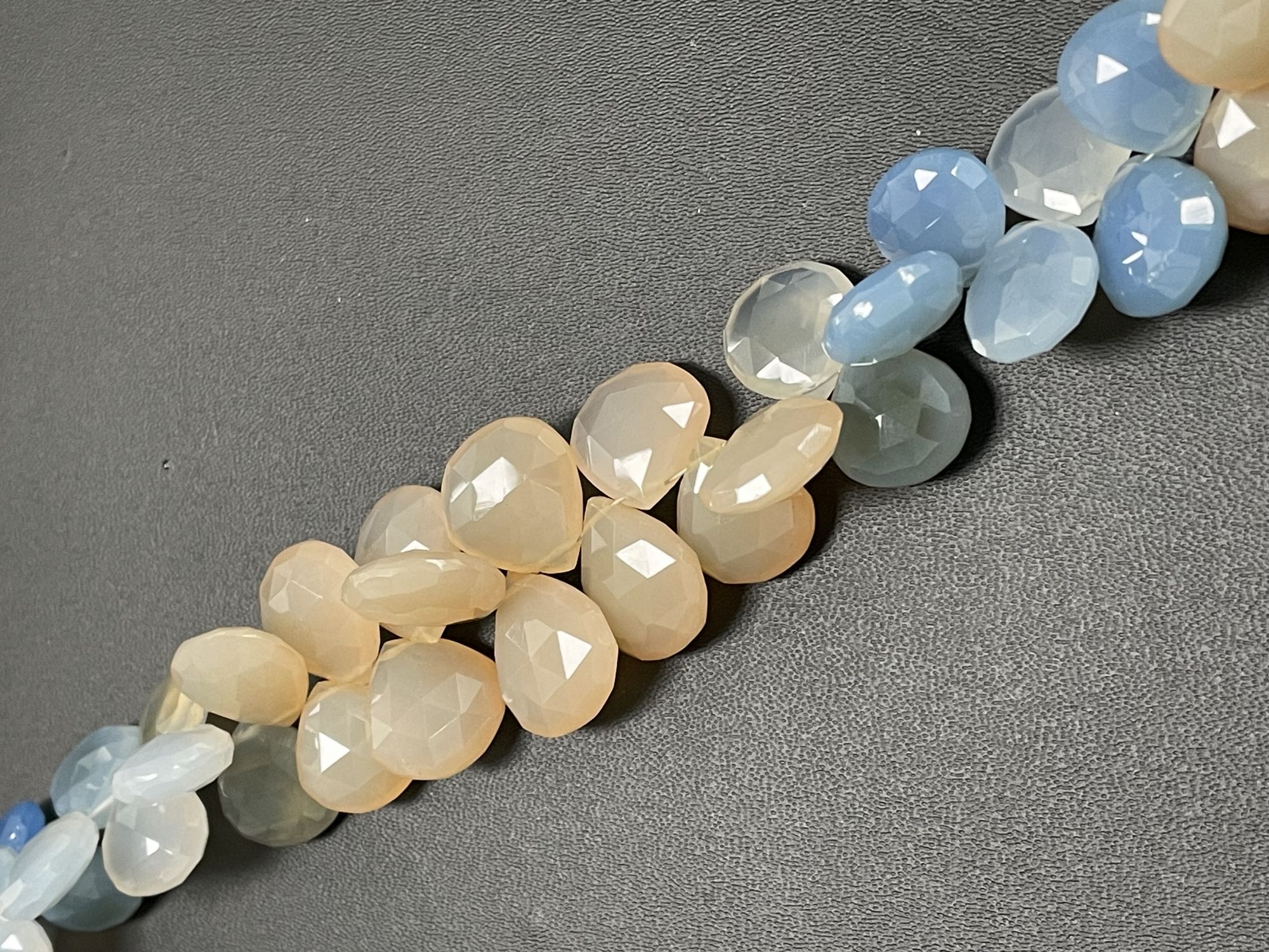 Pink Blue Chlcedony Heart Faceted