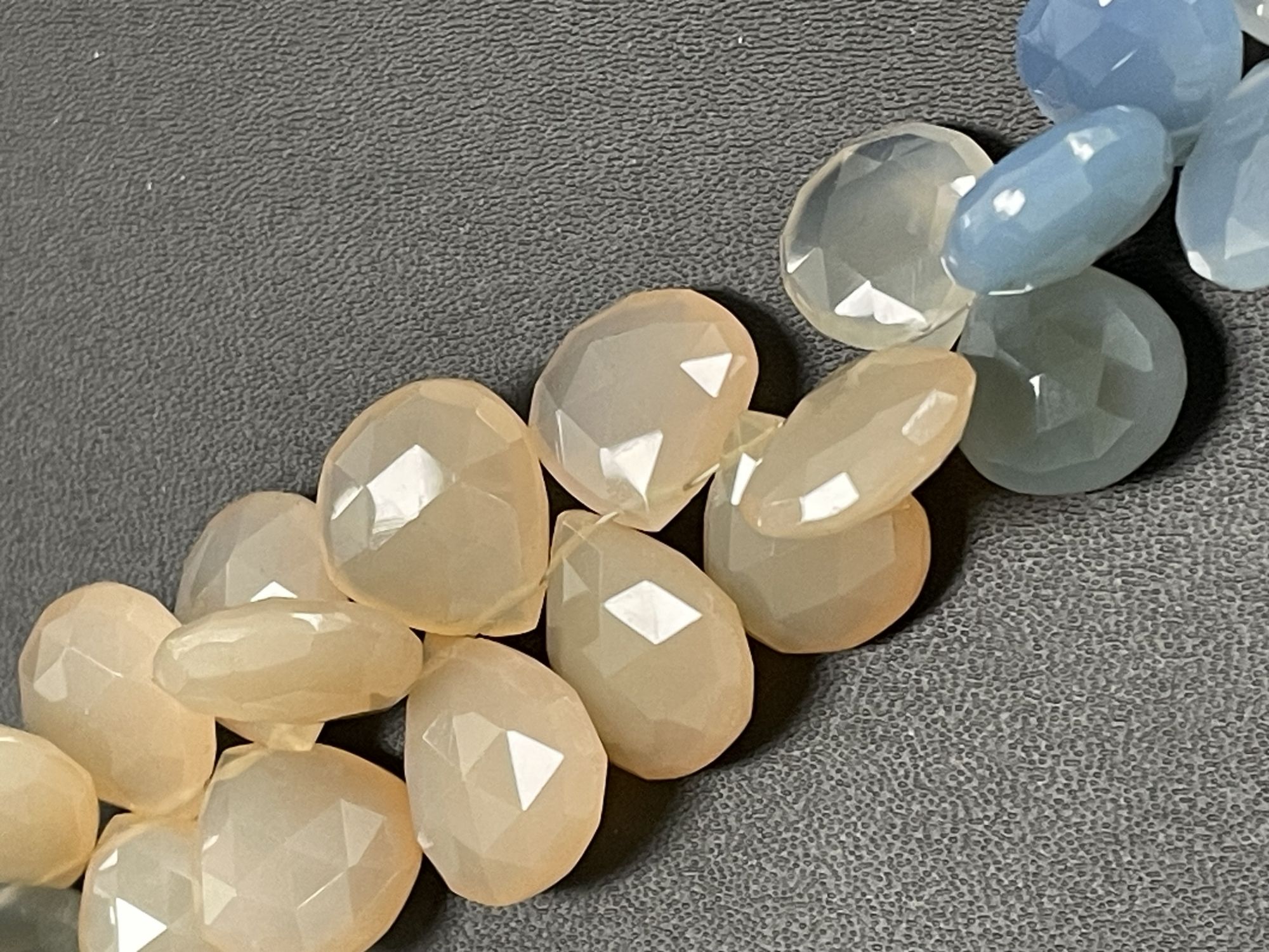 Pink Blue Chlcedony Heart Faceted