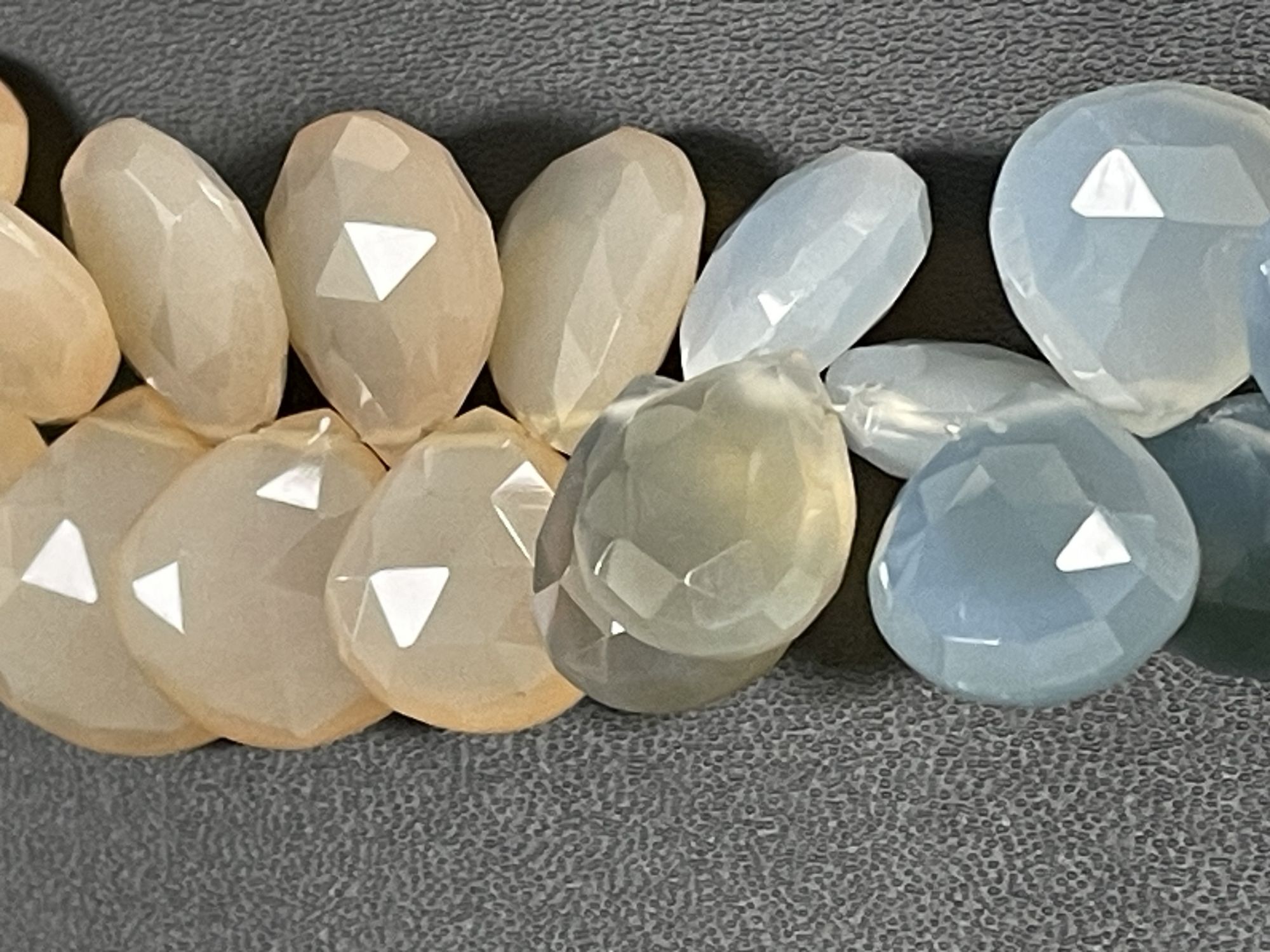 Pink Blue Chlcedony Heart Faceted