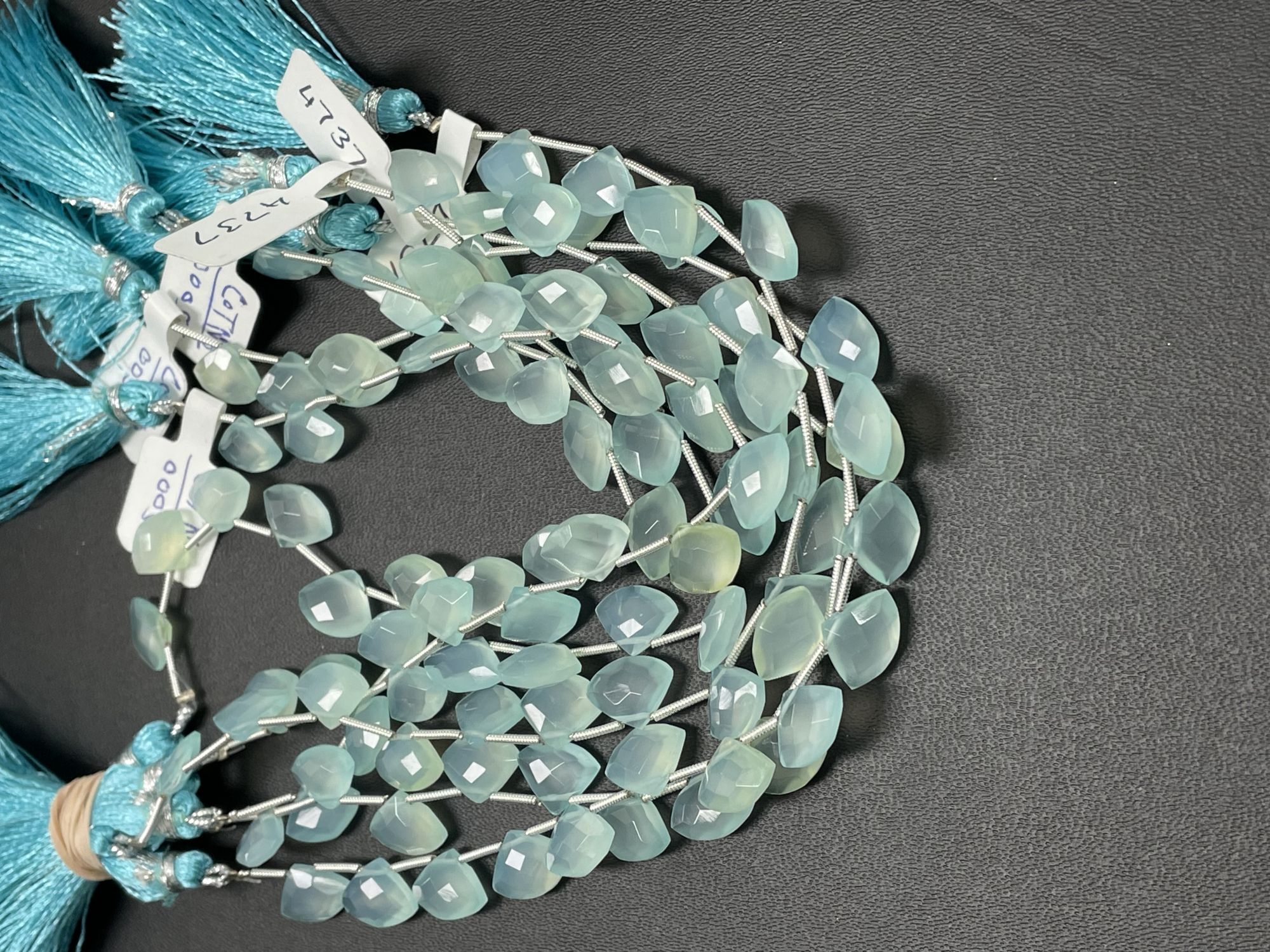 Aqua Chalcedony Fan Cut Faceted
