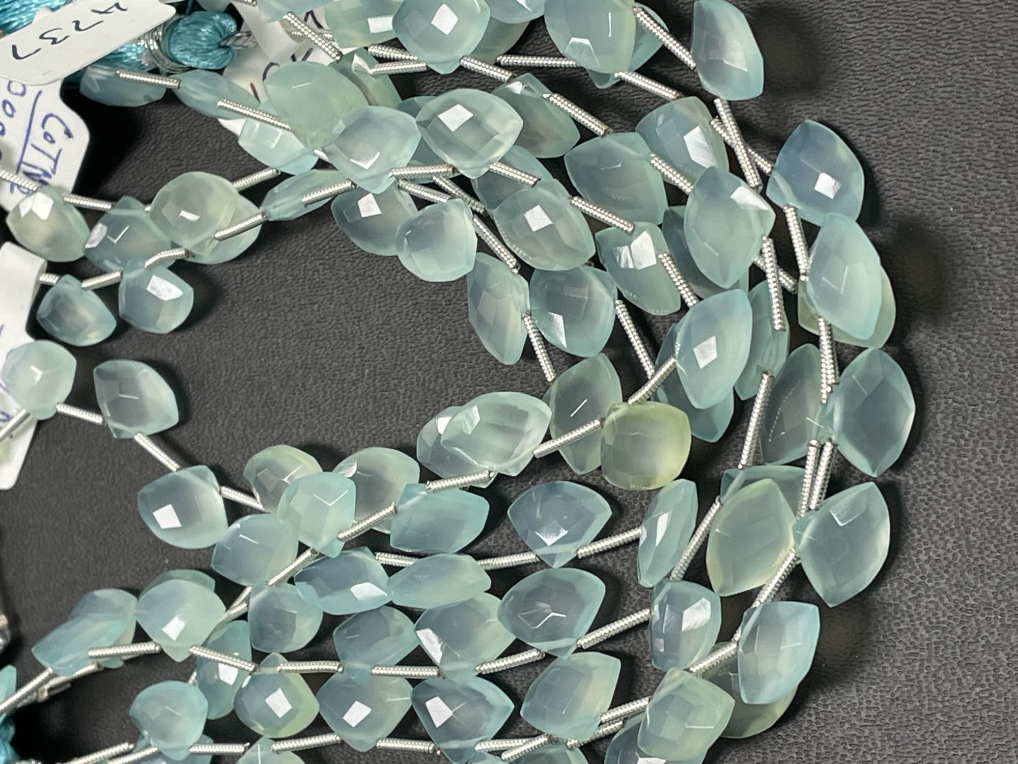 Aqua Chalcedony Fan Cut Faceted