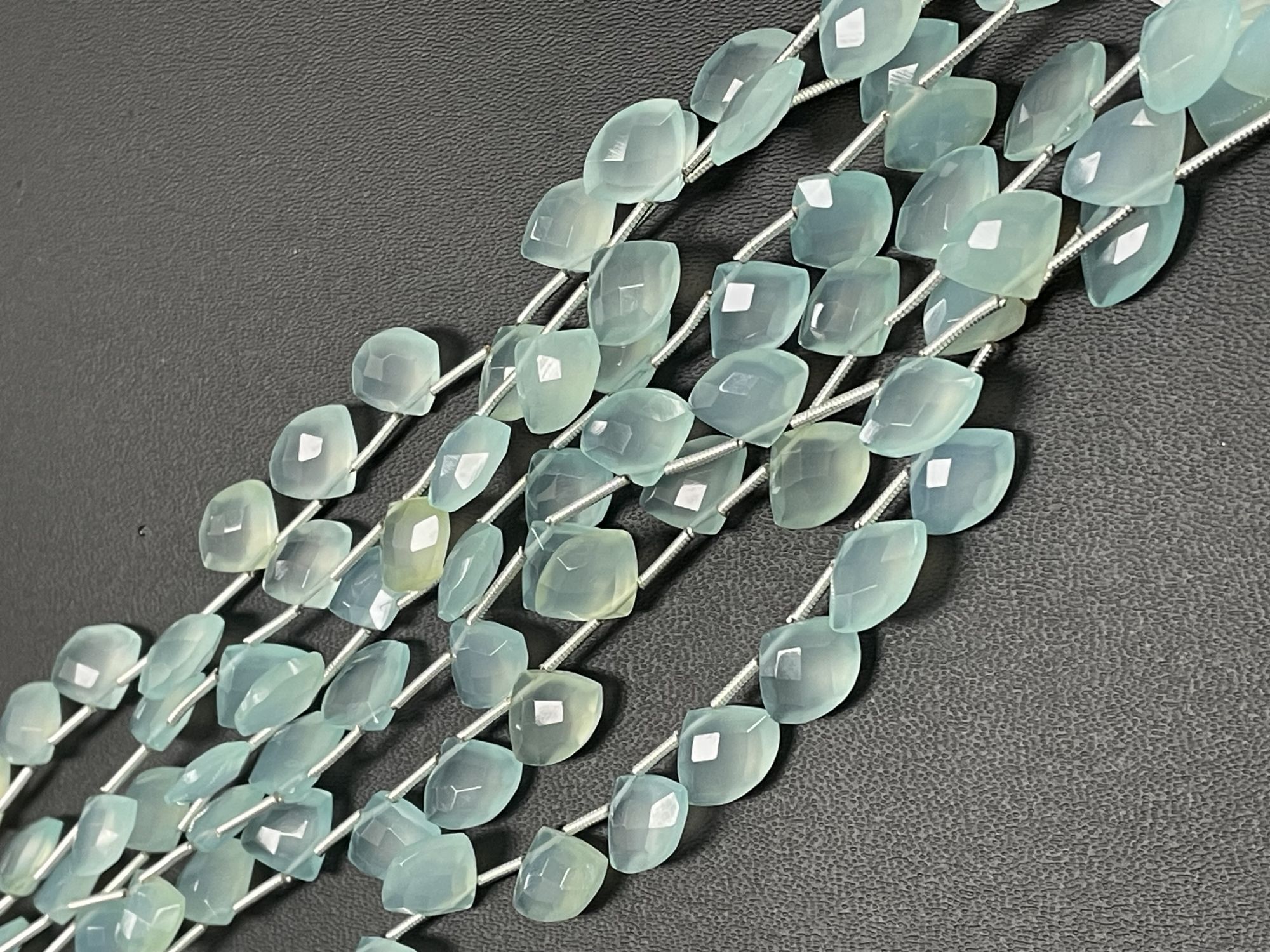 Aqua Chalcedony Fan Cut Faceted