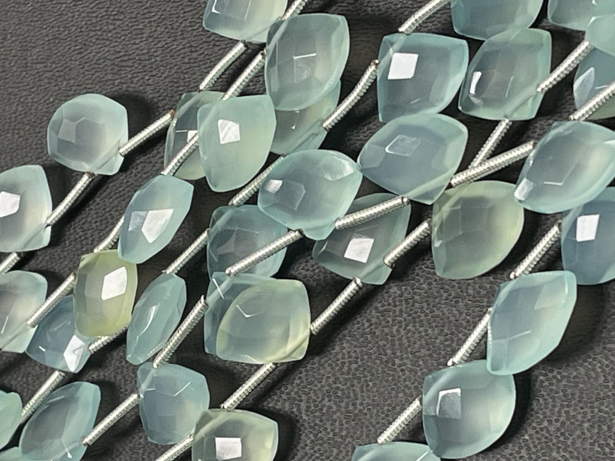 Aqua Chalcedony Fan Cut Faceted