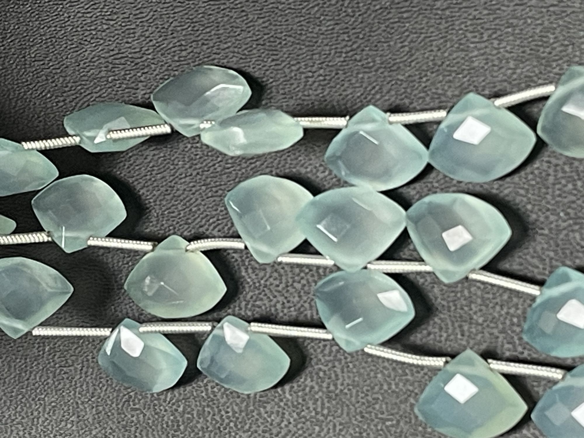 Aqua Chalcedony Fan Cut Faceted