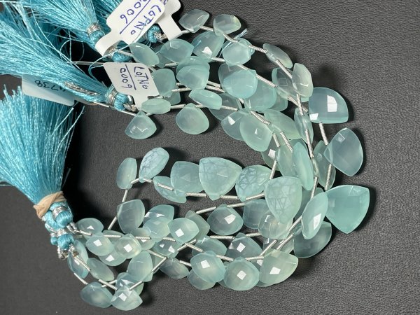 Aqua Chalcedony Fan Cut Faceted