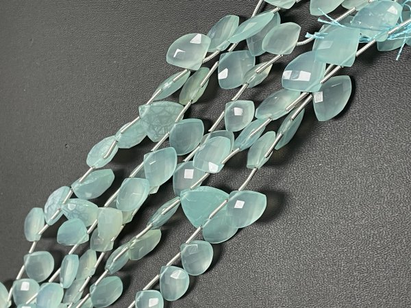 Aqua Chalcedony Fan Cut Faceted